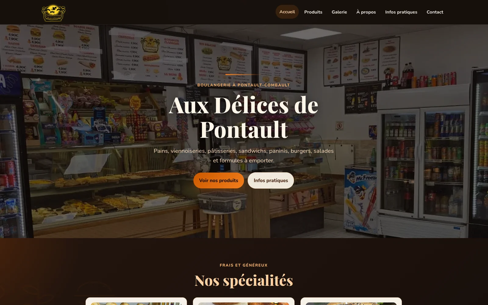 Aperçu du site Aux Délices de Pontault