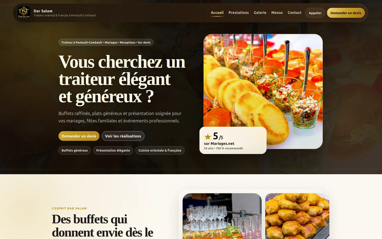 Aperçu du site Dar Salam Traiteur